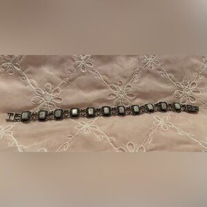 Vintage Bracelet Mk’d 925 Sterling MOP  Mother Of Pearl Marcasite 7” Rare